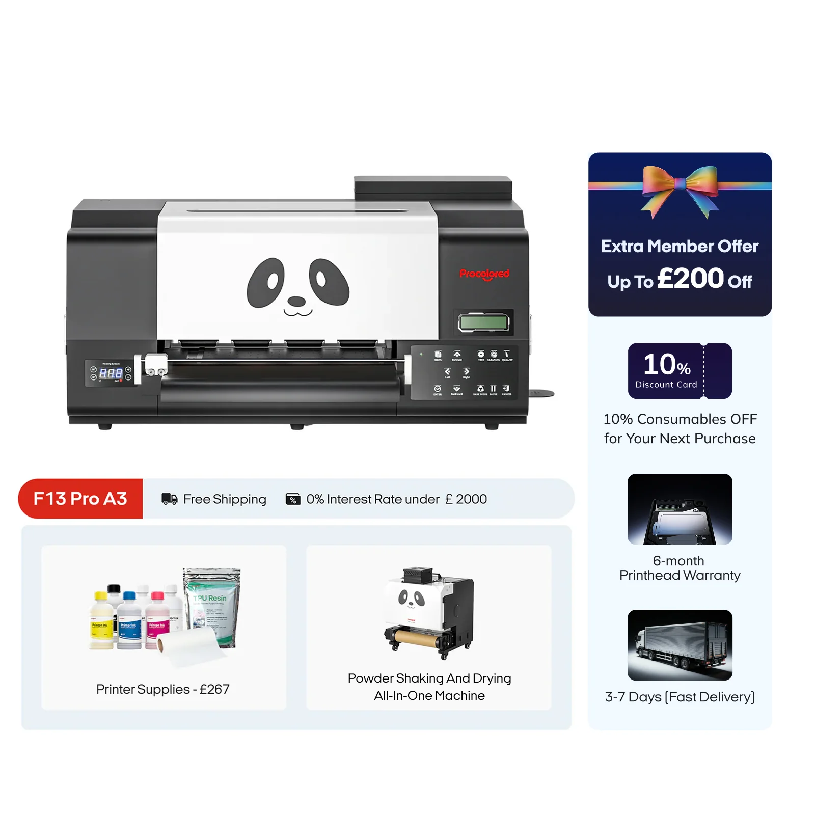 Procolored F13 Pro Panda DTF Printer 13" A3 Dual XP600 & DTF Shaker Bundle - Image 7