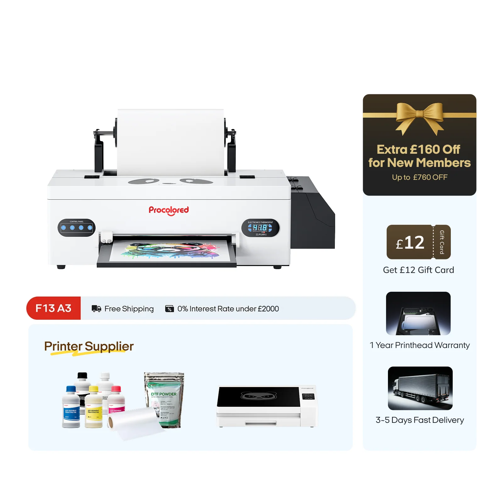 Procolored F13 Panda DTF Printer 13" A3 L1800 & Oven Premium - Image 2