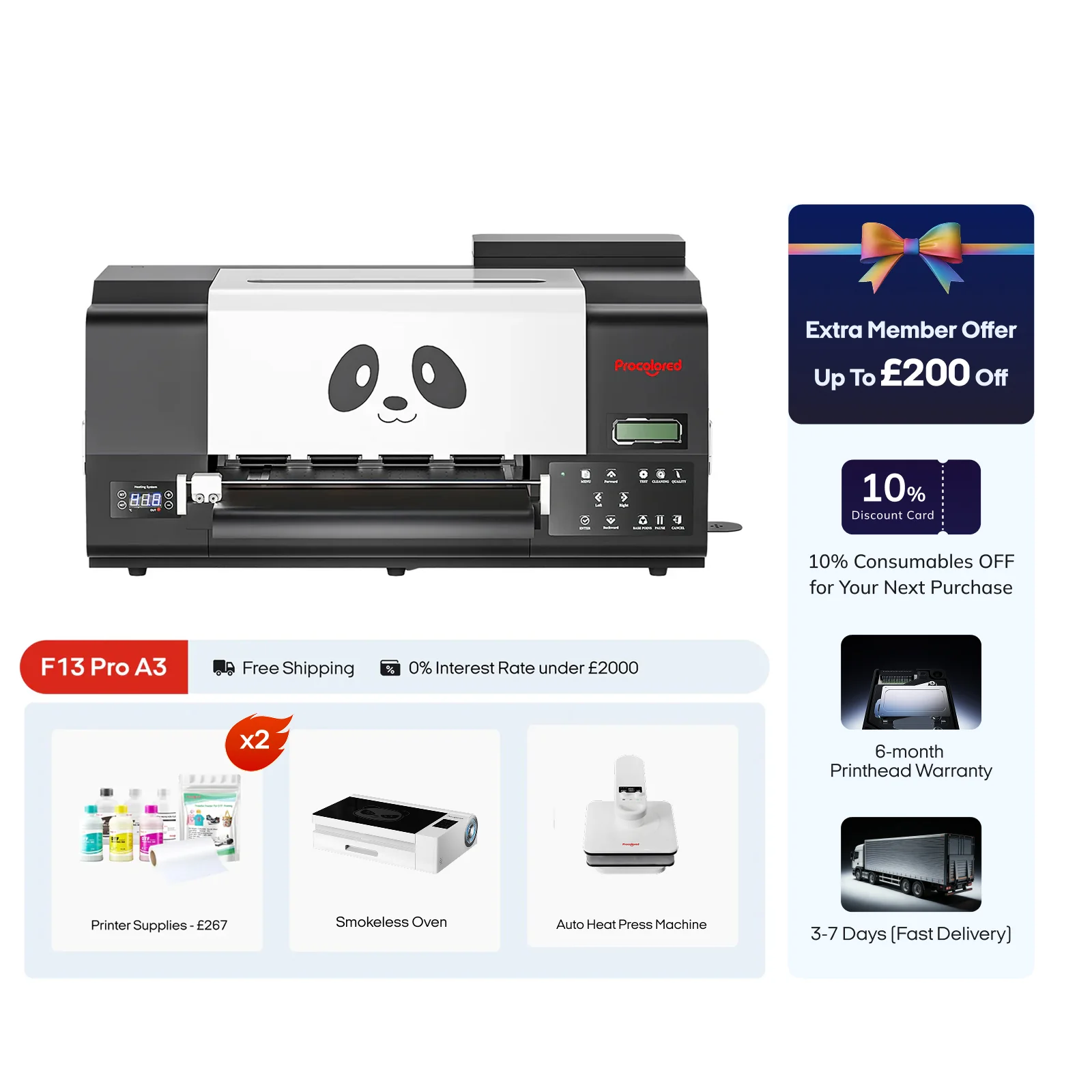 Procolored F13 Pro Panda DTF Printer 13" A3 Dual XP600 & Complete Bundle Premium - Image 7