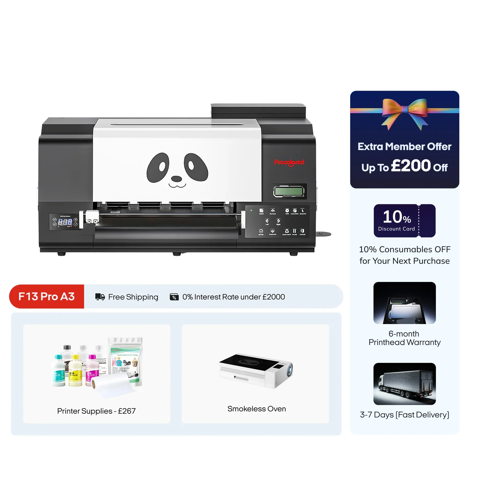 Procolored F13 Pro Panda DTF Printer 13" A3 Dual XP600 & Oven Premium - Image 7