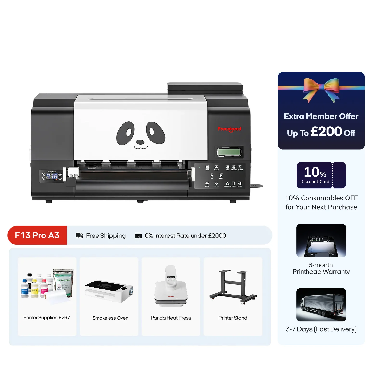 Procolored F13 Pro Panda DTF Printer 13" A3 Dual XP600 + Stand & Complete Bundle Premium - Image 7