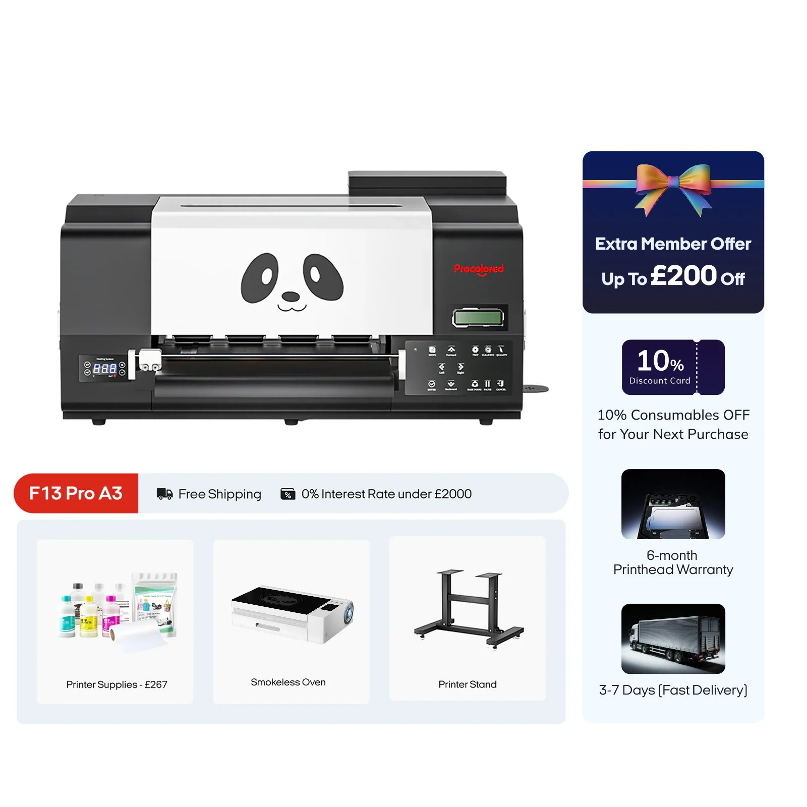 Procolored F13 Pro Panda DTF Printer 13" A3 Dual XP600 + Stand + Oven Premium - Image 7