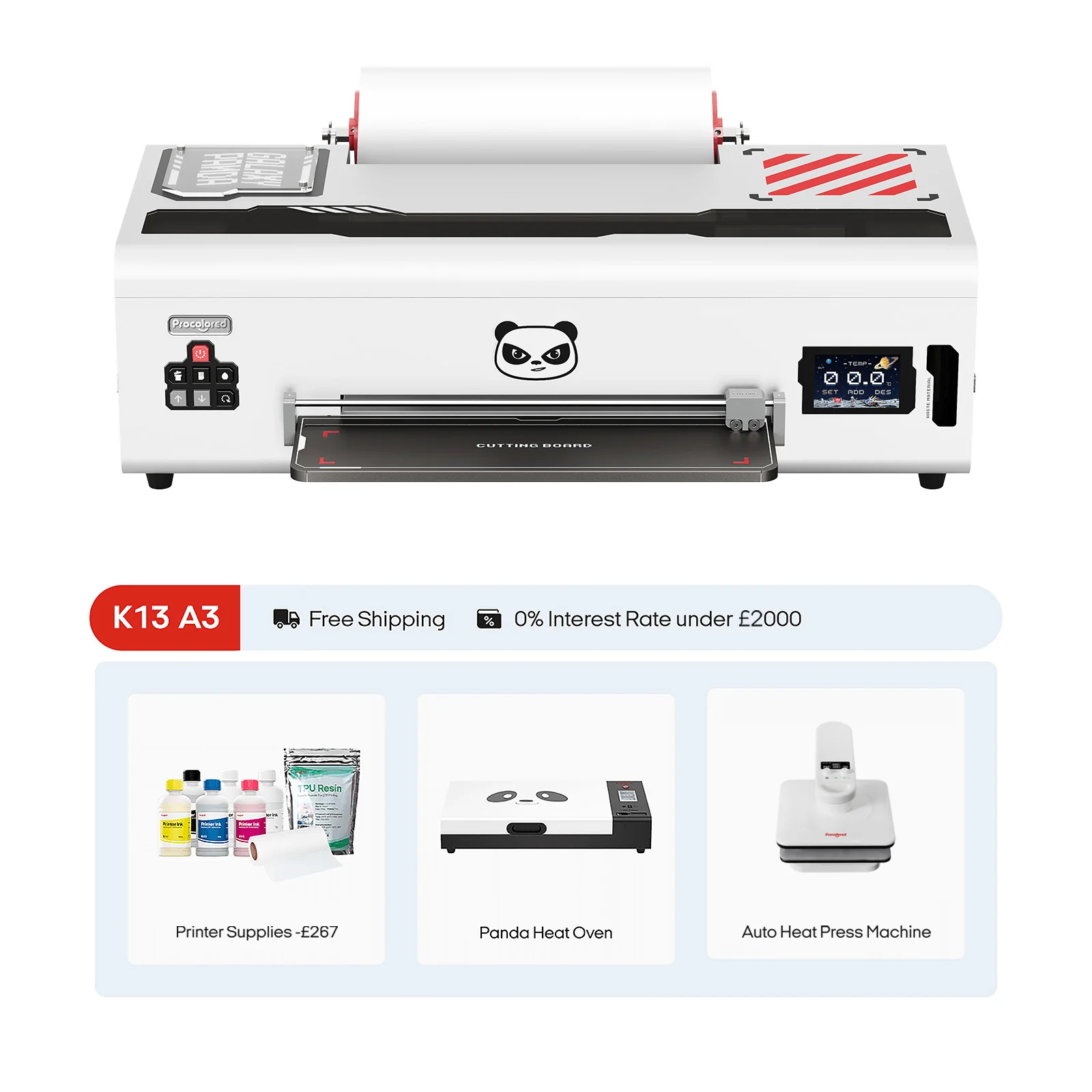 Procolored K13 DTF Printer 13" A3 & Complete Bundle - White - Image 2